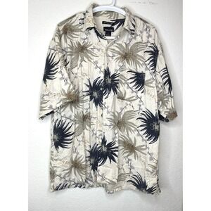 Penta Club 100% Washable Silk Short Sleeve Hawaiian Button Up Camp Shirt Mens XL